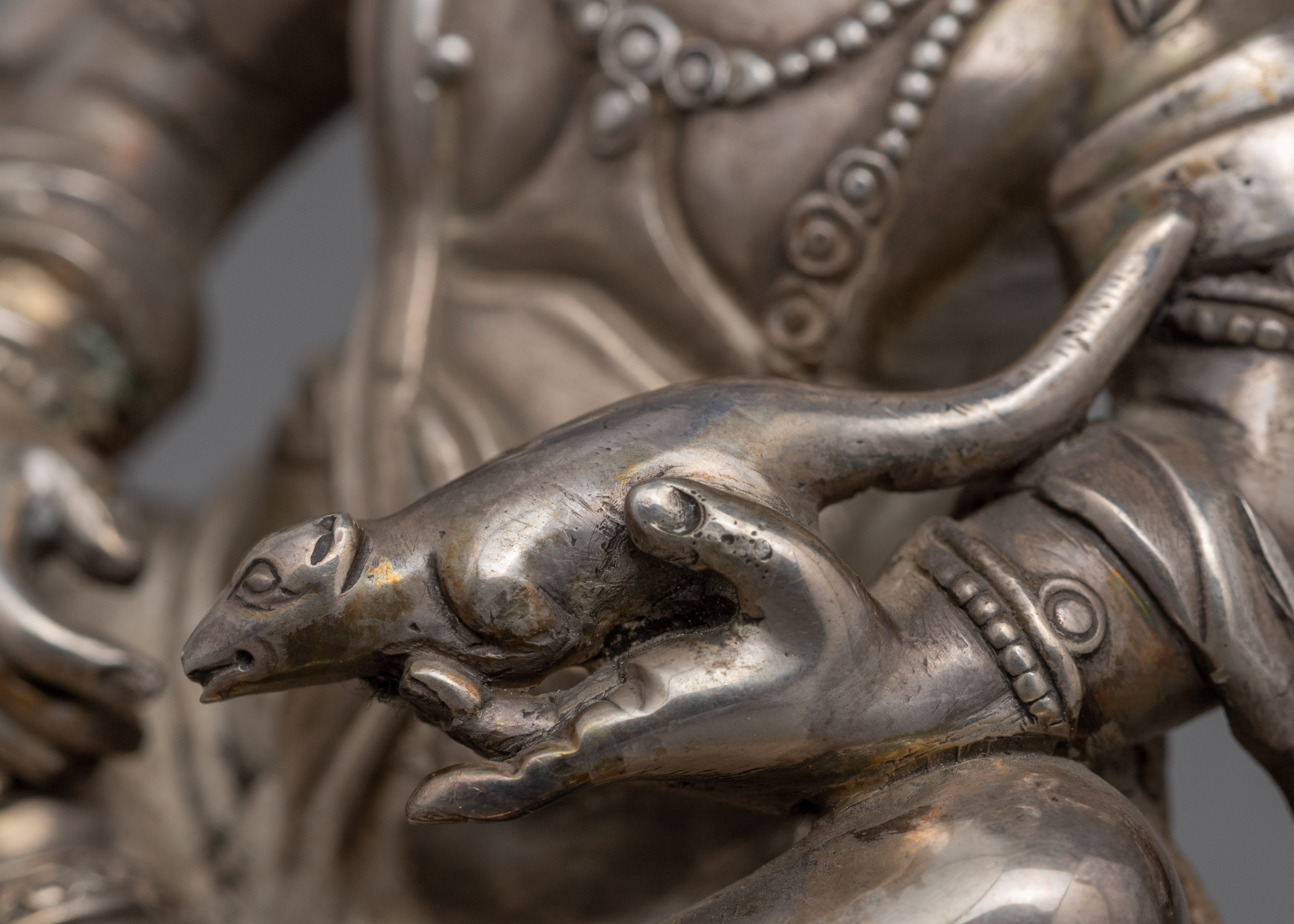 Silver Plated Dzambhala | Traditional Handmade Statue  | Home Decor