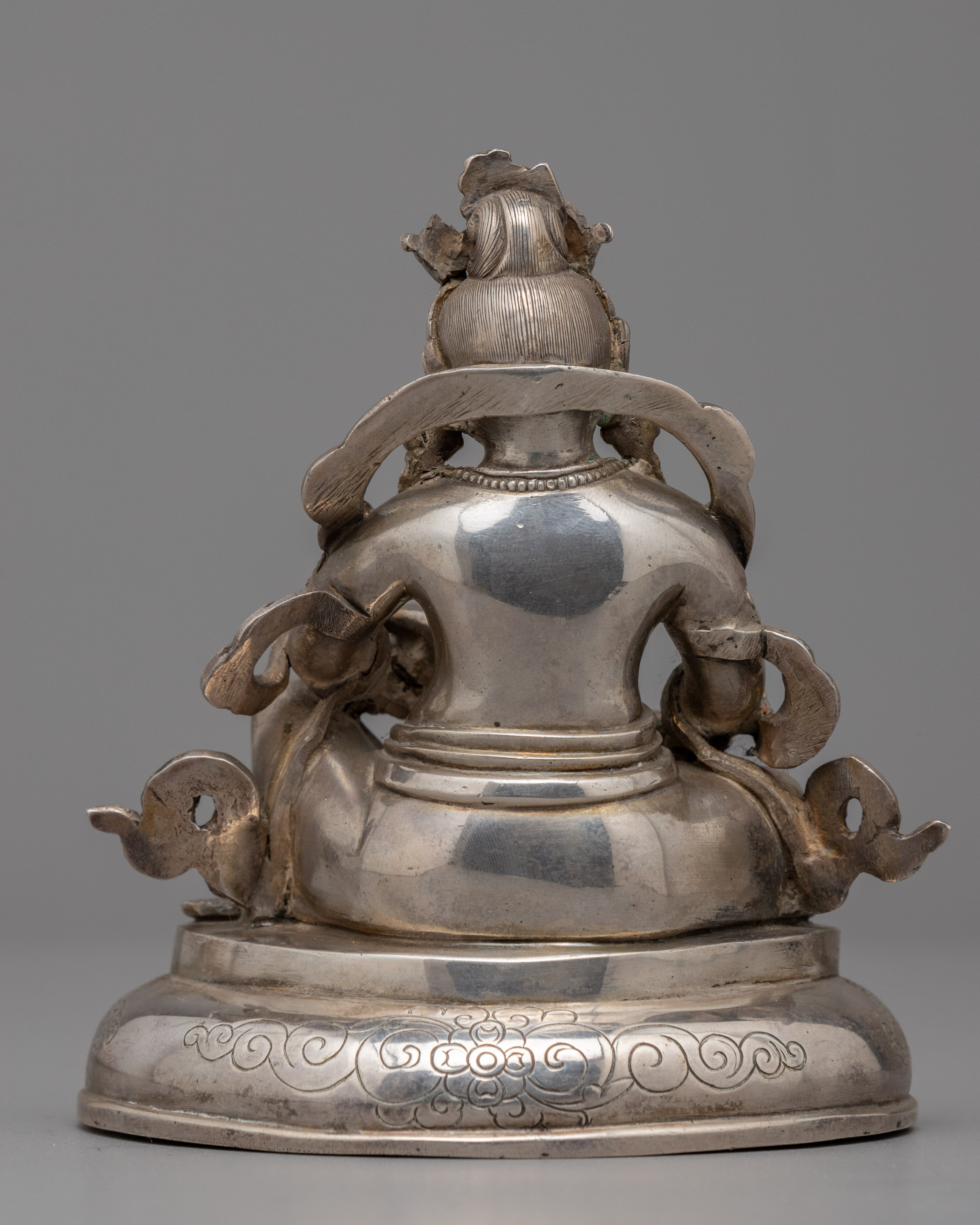 Silver Plated Dzambhala | Traditional Handmade Statue  | Home Decor
