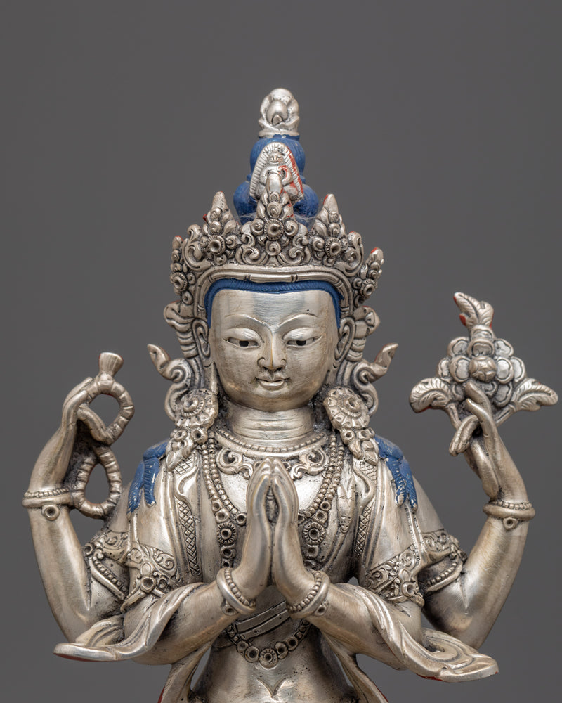 Standing Chenrezig Meditation Practice Statue | Bodhisattva Avalokiteshvara Handicraft