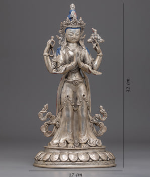 Standing Chenrezig Meditation Practice Statue | Bodhisattva Avalokiteshvara Handicraft