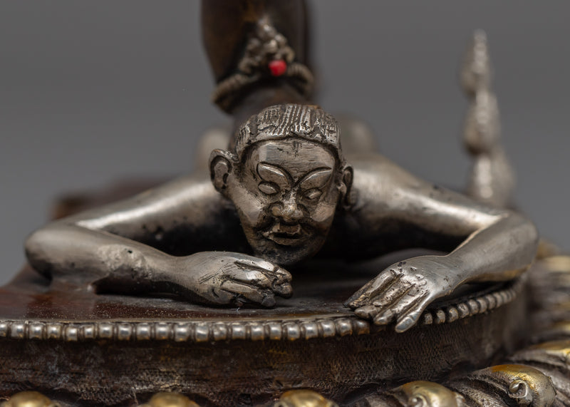 Oxidized Copper Black Dzambhala Statue | Wrathful Deity of Wealth Art