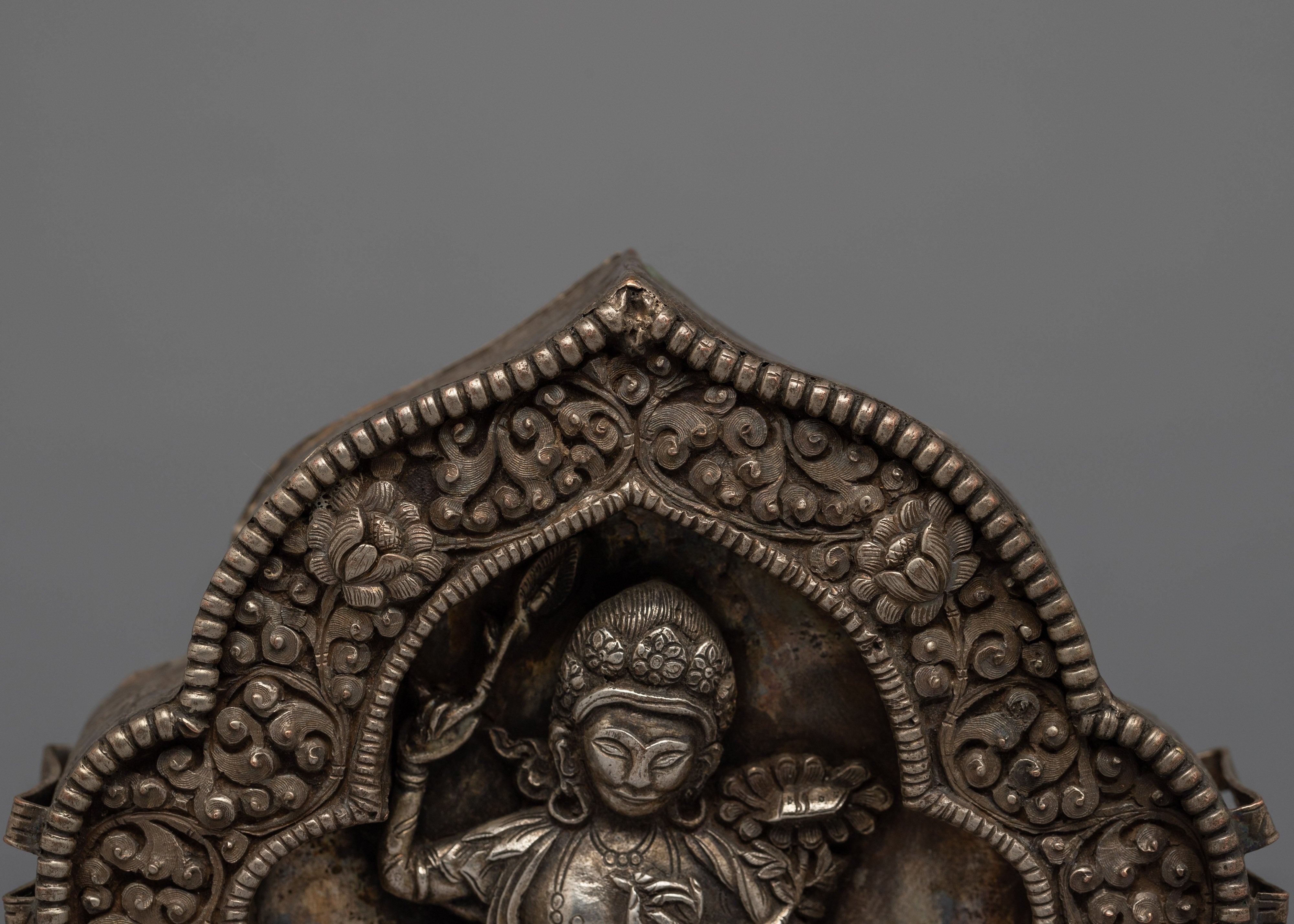 Tibetan Ghau Design For Home Decor | Silver Plated Box