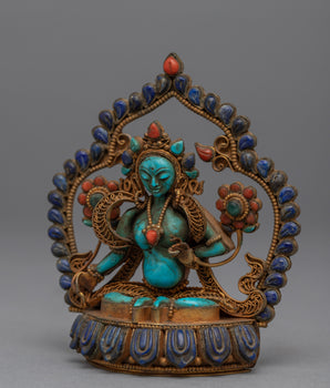 Green Tara Female Bodhisattva Statue | Himalayan Traditional Buddhist Statue