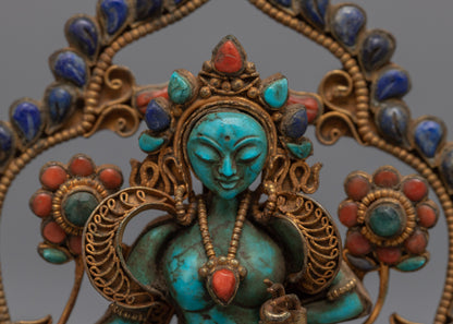 Green Tara Female Bodhisattva Statue | Himalayan Traditional Buddhist Statue