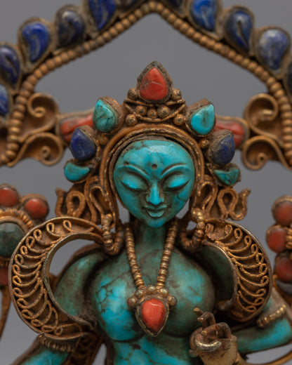 Green Tara Female Bodhisattva Statue | Himalayan Traditional Buddhist Statue