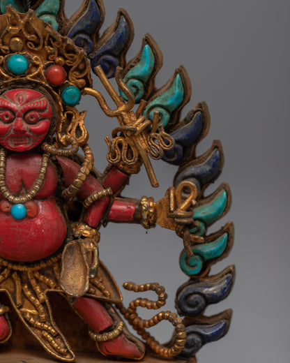 Six Armed Mahakala Statue | Traditional Buddhist Art