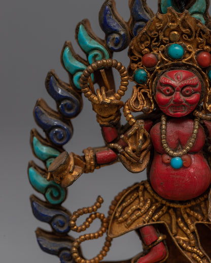 Six Armed Mahakala Statue | Traditional Buddhist Art