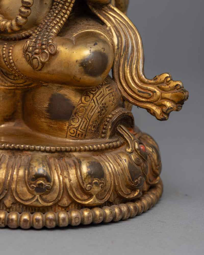 Gold plated Jambhala Statue | Traditional Handcrafted Buddhist Art