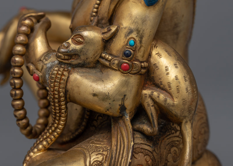 Gold plated Jambhala Statue | Traditional Handcrafted Buddhist Art