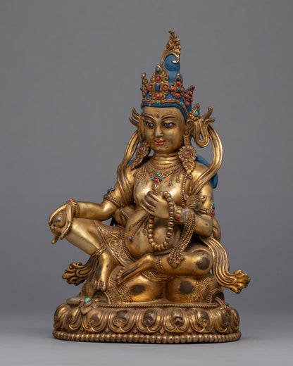 Gold plated Jambhala Statue | Traditional Handcrafted Buddhist Art