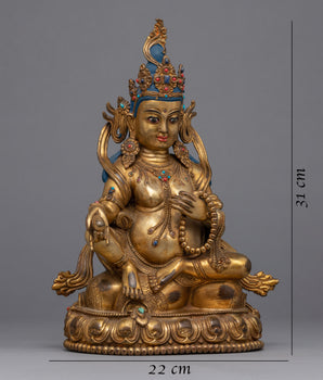 Gold plated Jambhala Statue | Traditional Handcrafted Buddhist Art