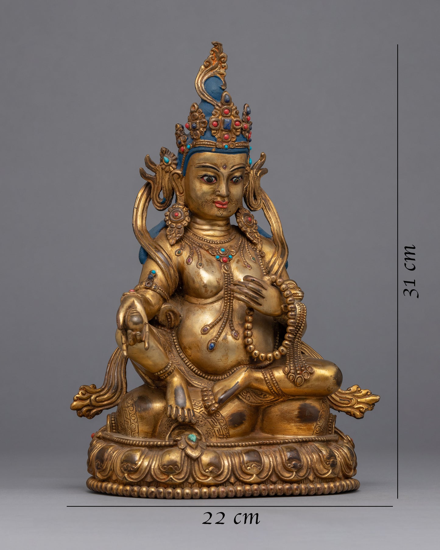 Gold plated Jambhala Statue | Traditional Handcrafted Buddhist Art