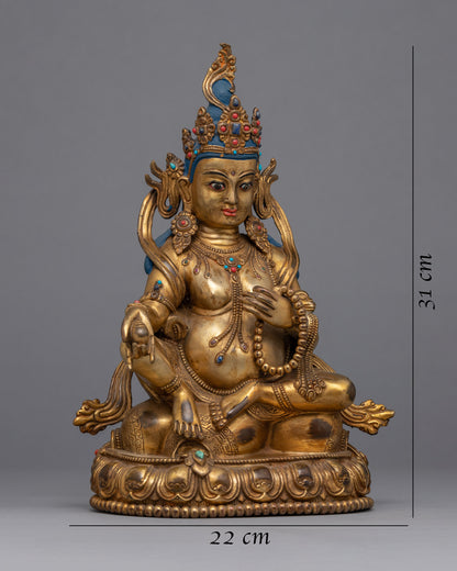 Gold plated Jambhala Statue | Traditional Handcrafted Buddhist Art