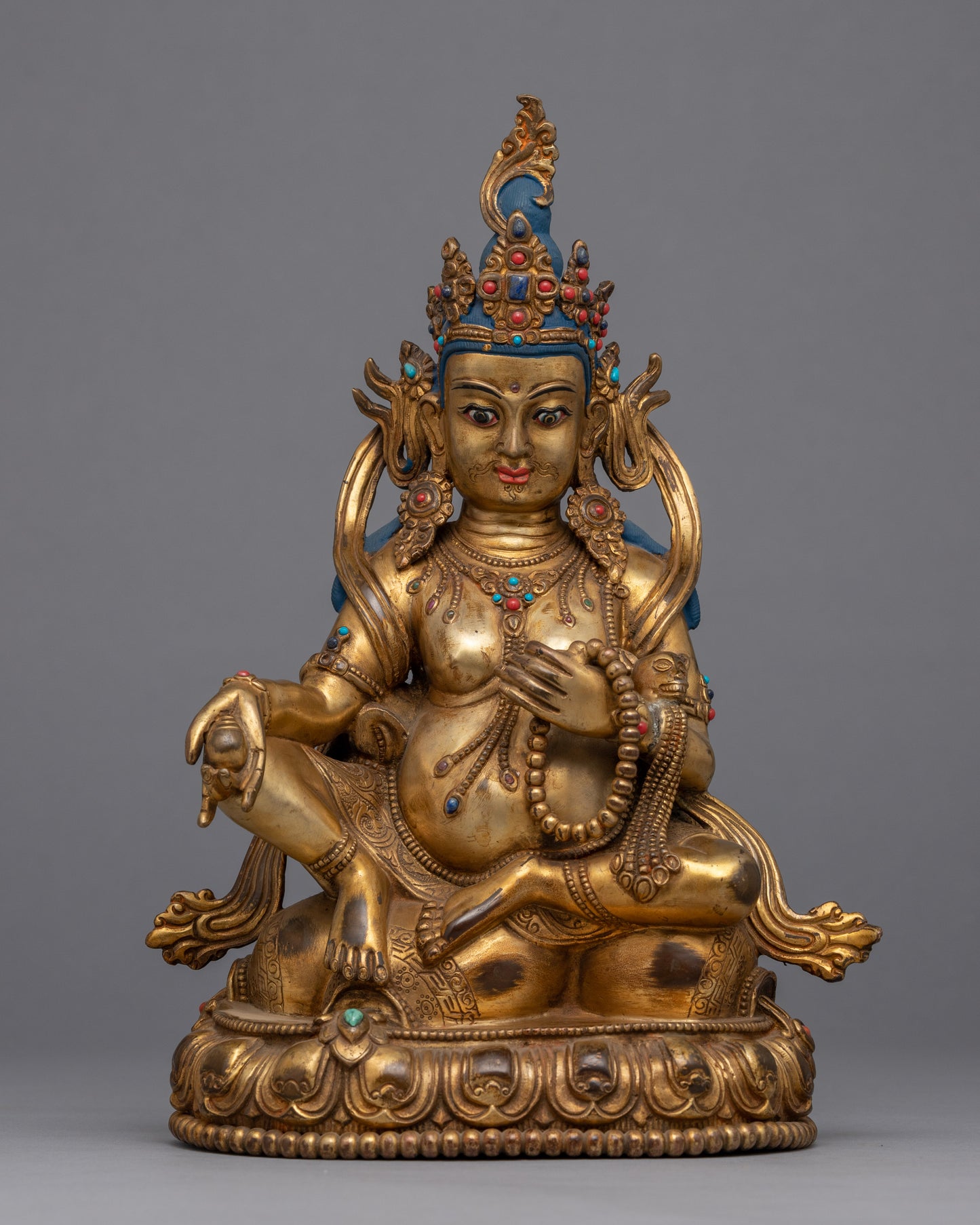 Gold plated Jambhala Statue | Traditional Handcrafted Buddhist Art