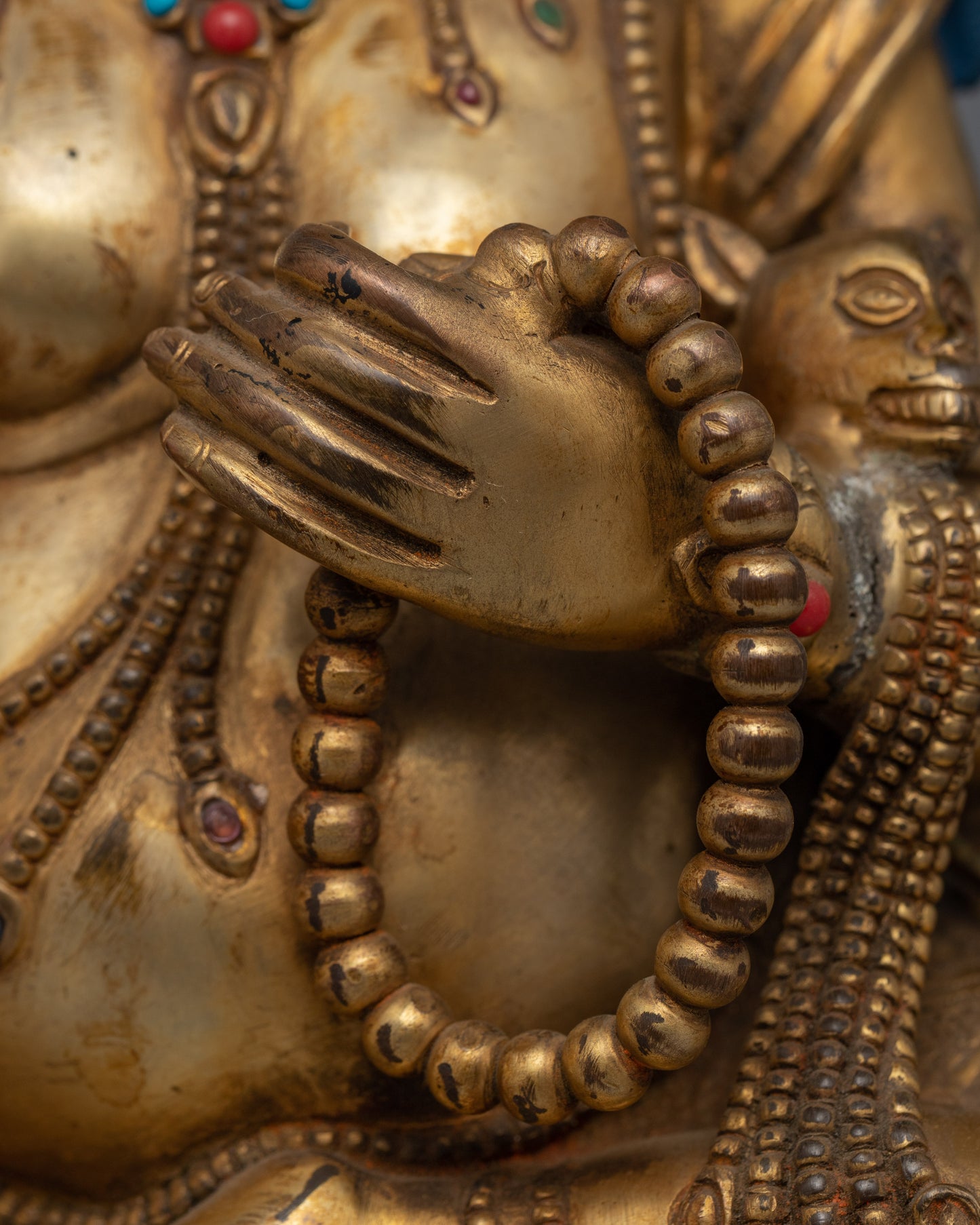 Gold plated Jambhala Statue | Traditional Handcrafted Buddhist Art