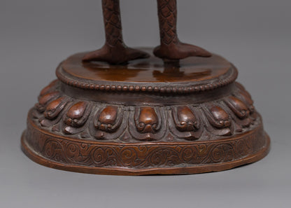 Traditional Copper Statue For Mahamayuri Mantra Practice | Tibetan Great Peacock Goddess Art
