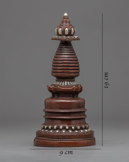 Silver Plated Stupa | Himalayan Art