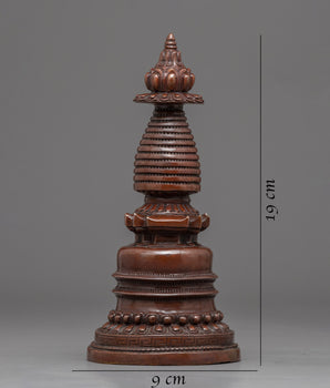 Tibetan Buddhist Kadampa Stupa | Traditionally Oxidized Copper Stupa