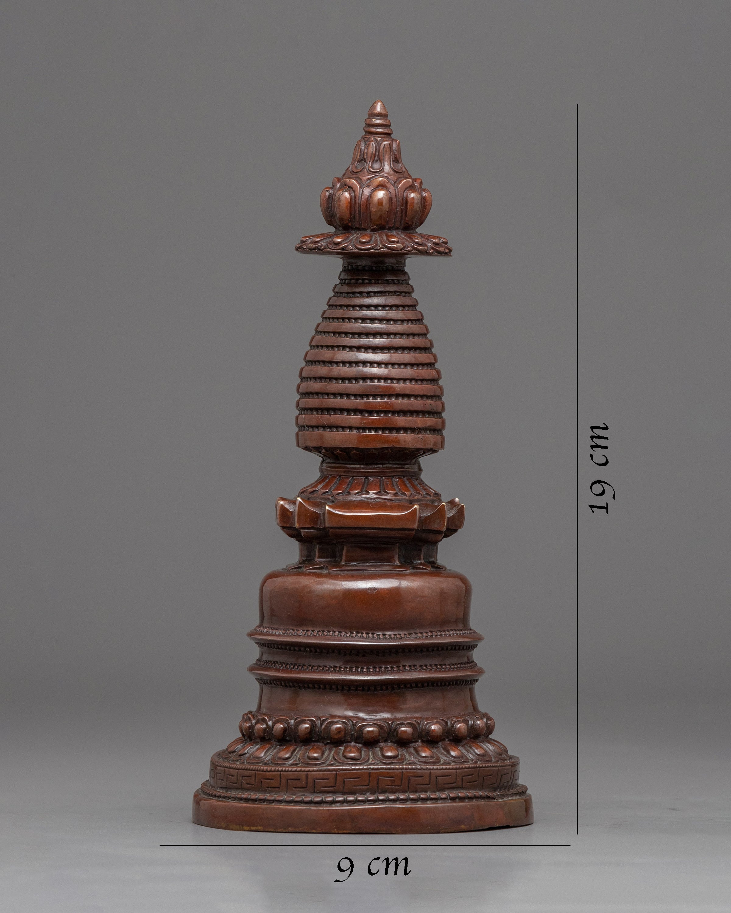 Tibetan Buddhist Kadampa Stupa | Traditionally Oxidized Copper Stupa