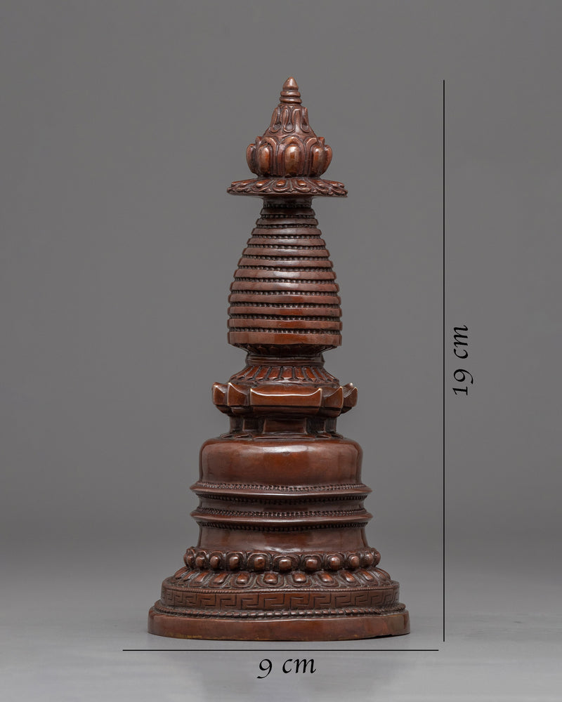 Tibetan Buddhist Kadampa Stupa | Traditionally Oxidized Copper Stupa