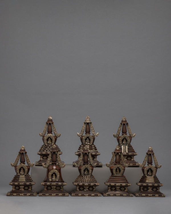 Buddhist Stupa Set | Silver Plated Stupa