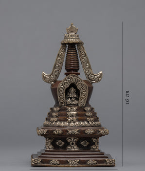 Buddhist Stupa For Home Decor | Silver Plated Stupa