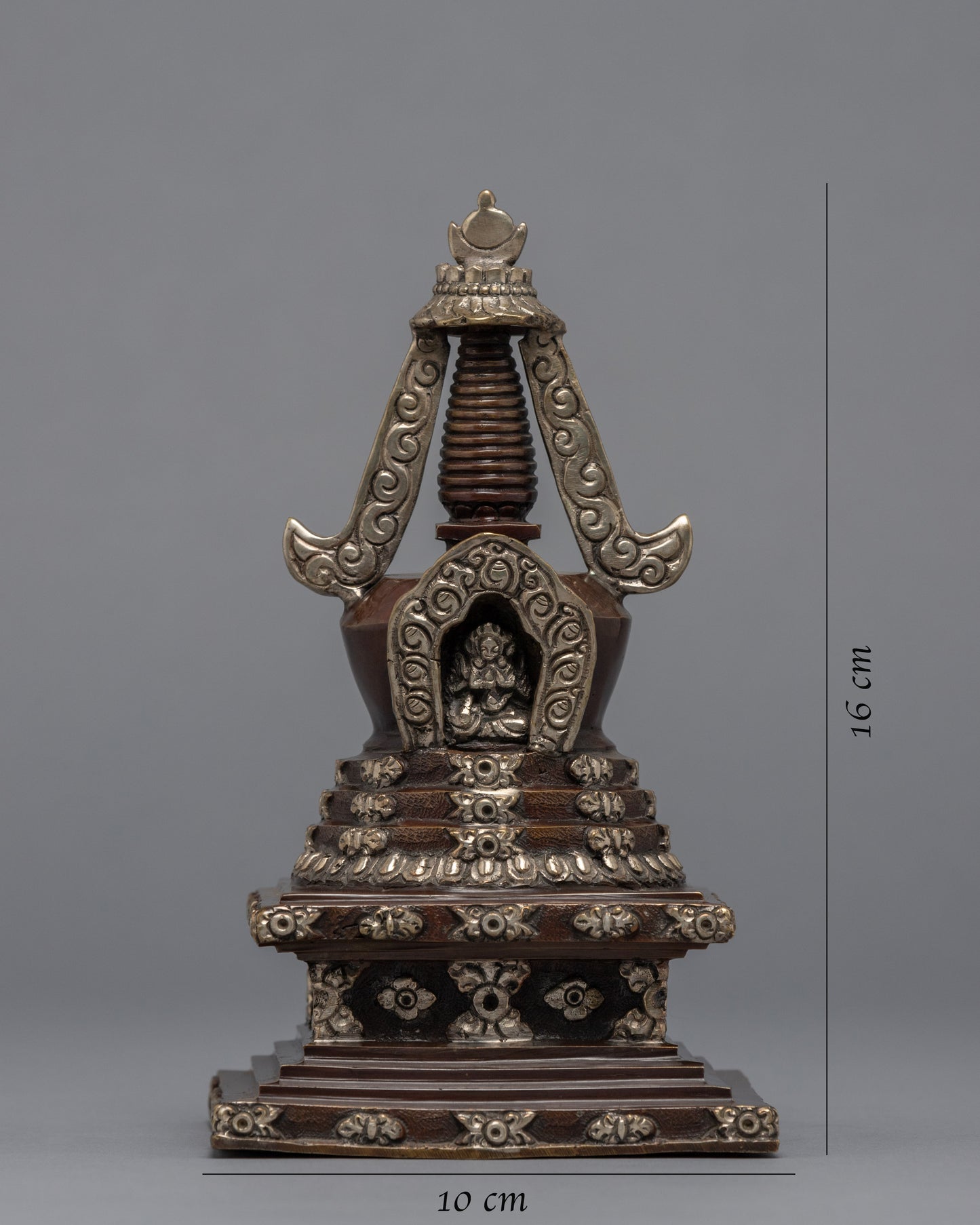 Buddhist Stupa For Home Decor | Silver Plated Stupa