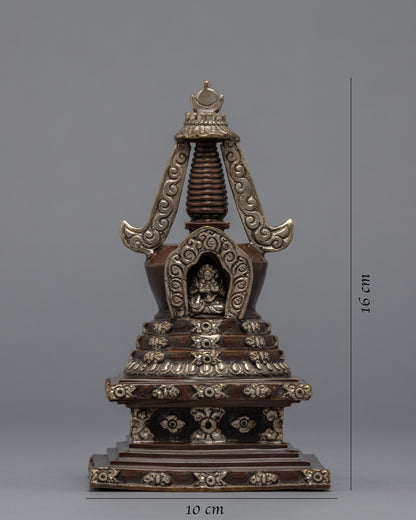 Buddhist Stupa For Home Decor | Silver Plated Stupa