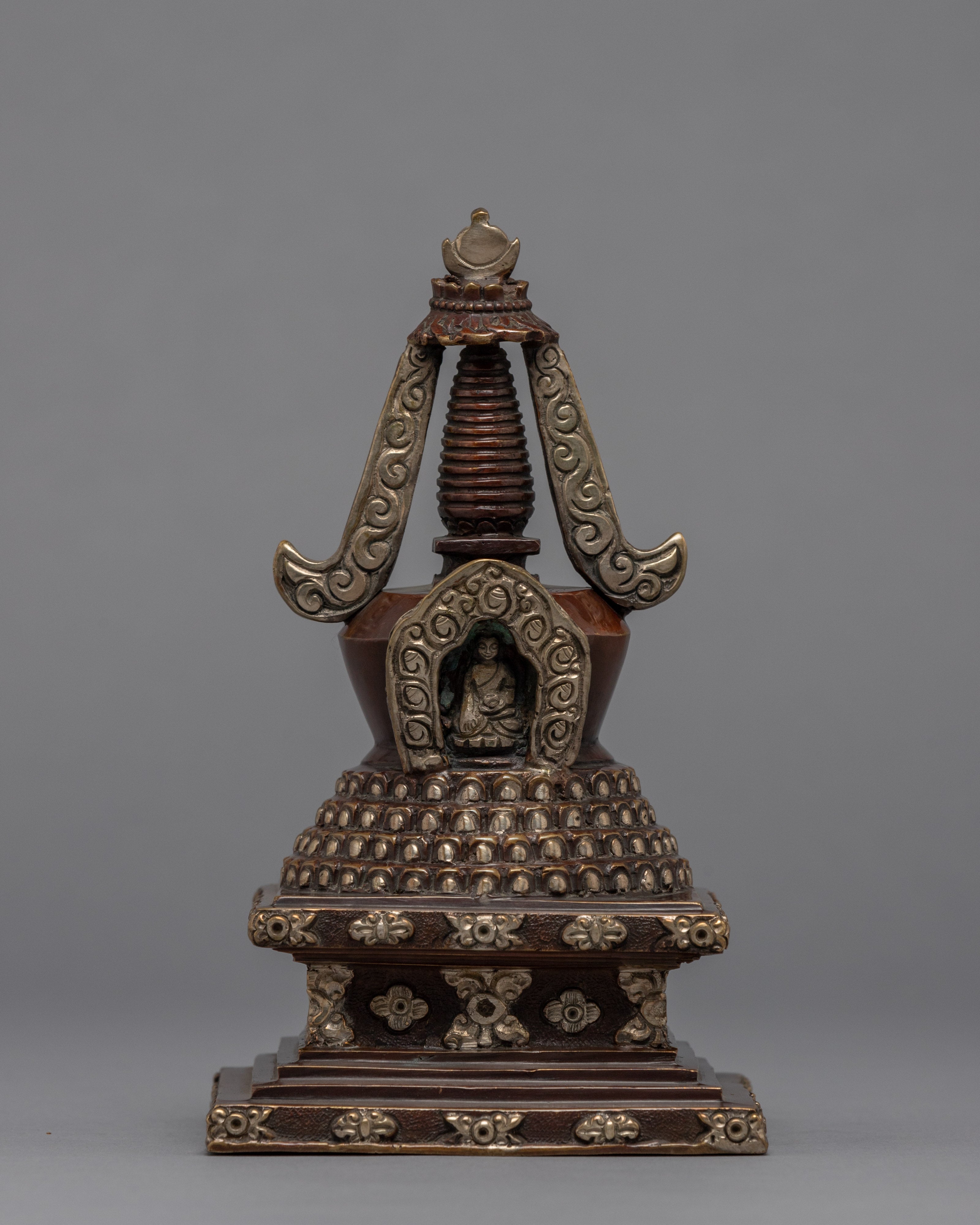 Buddhist Stupa Set | Silver Plated Stupa