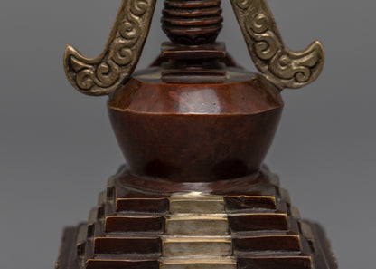 Tibetan Buddhist Stupa | Silver Plated Stupa