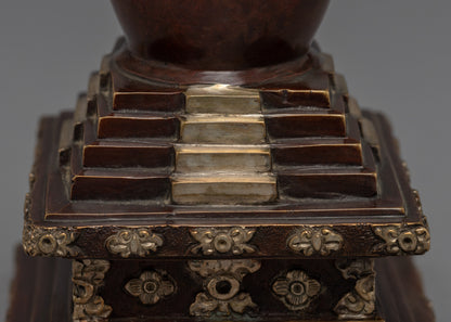 Tibetan Buddhist Stupa | Silver Plated Stupa