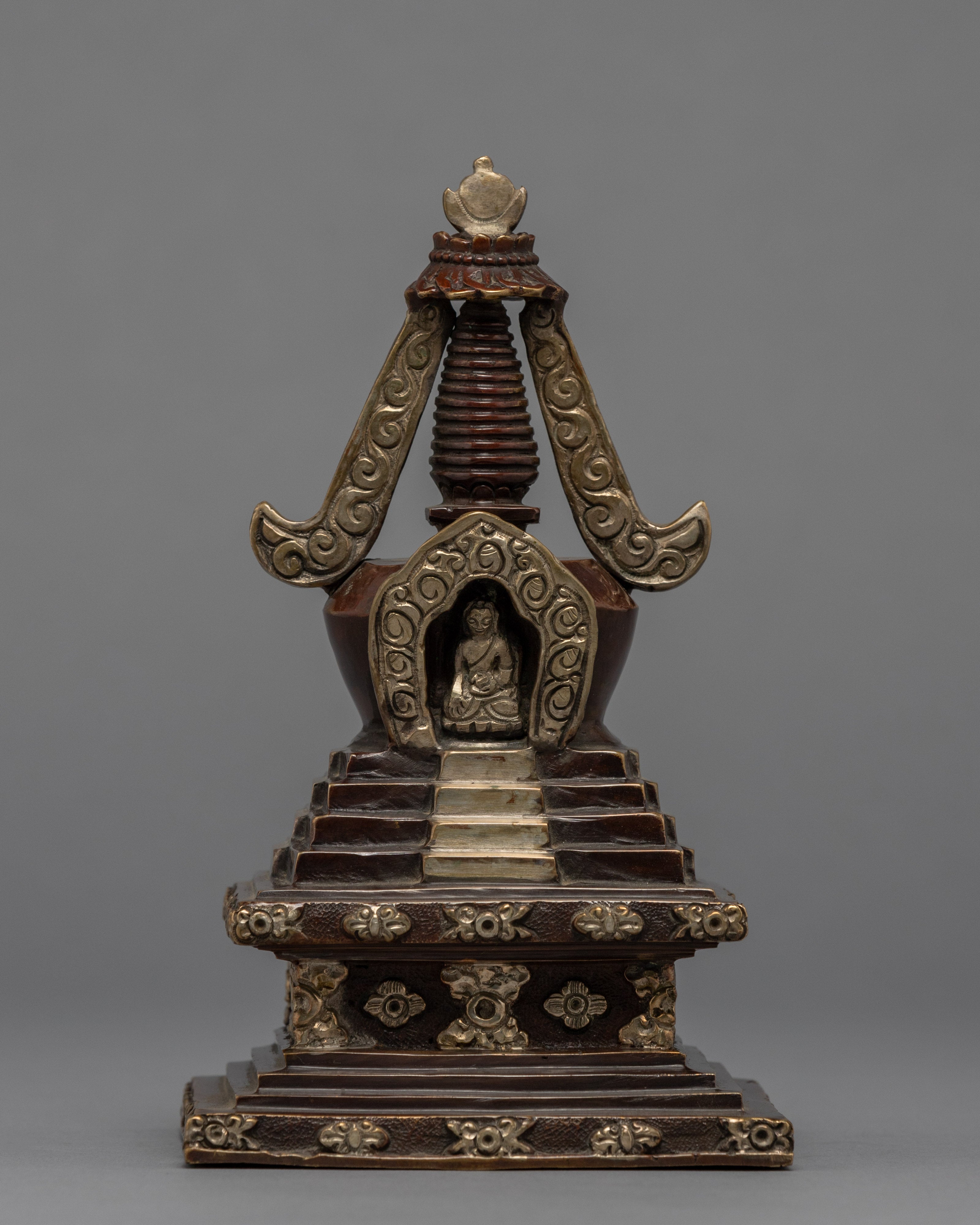 Buddhist Stupa Set | Silver Plated Stupa