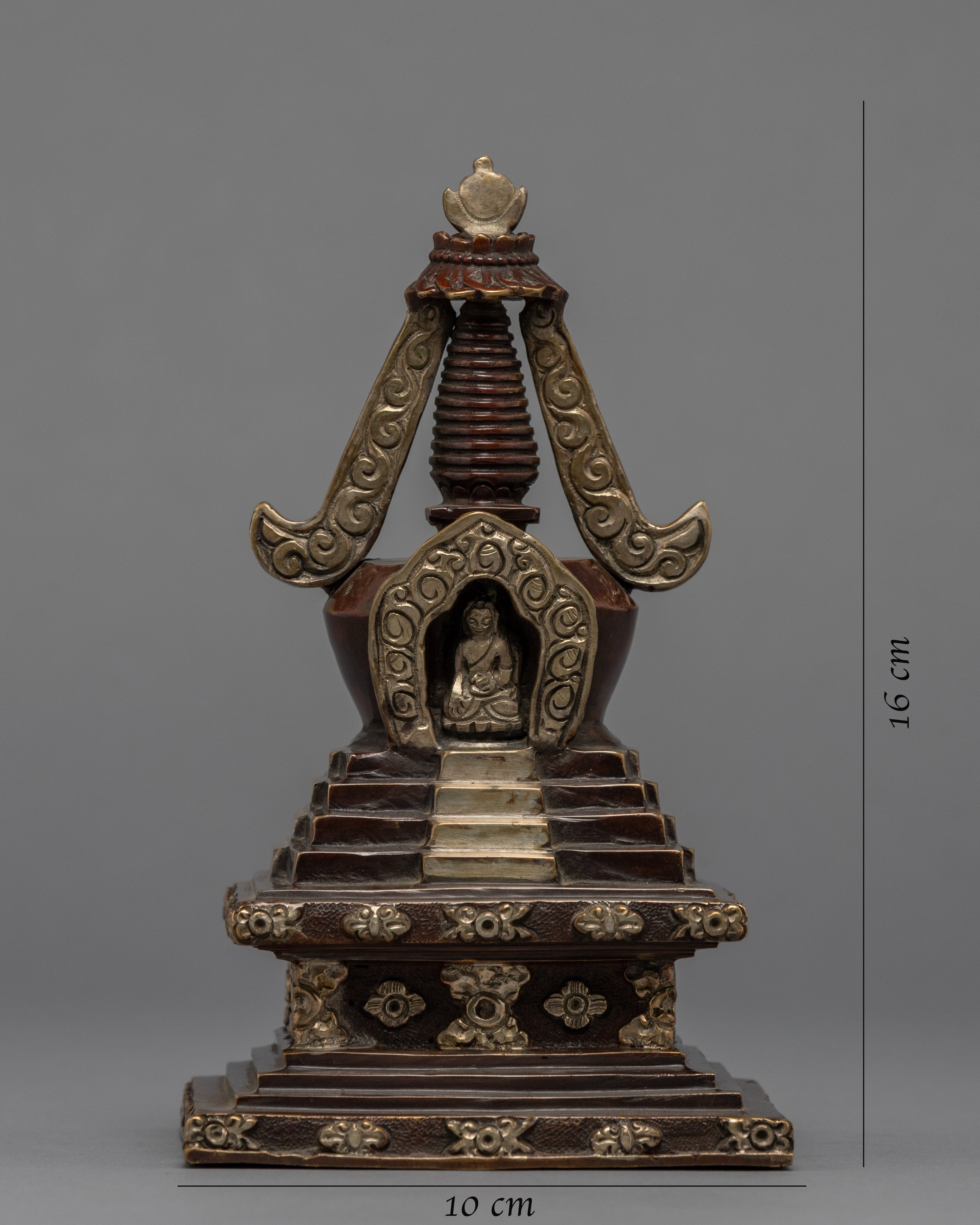 Tibetan Buddhist Stupa | Silver Plated Stupa