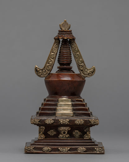 Tibetan Buddhist Stupa | Silver Plated Stupa