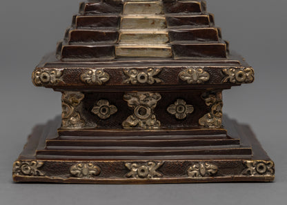 Tibetan Buddhist Stupa | Silver Plated Stupa