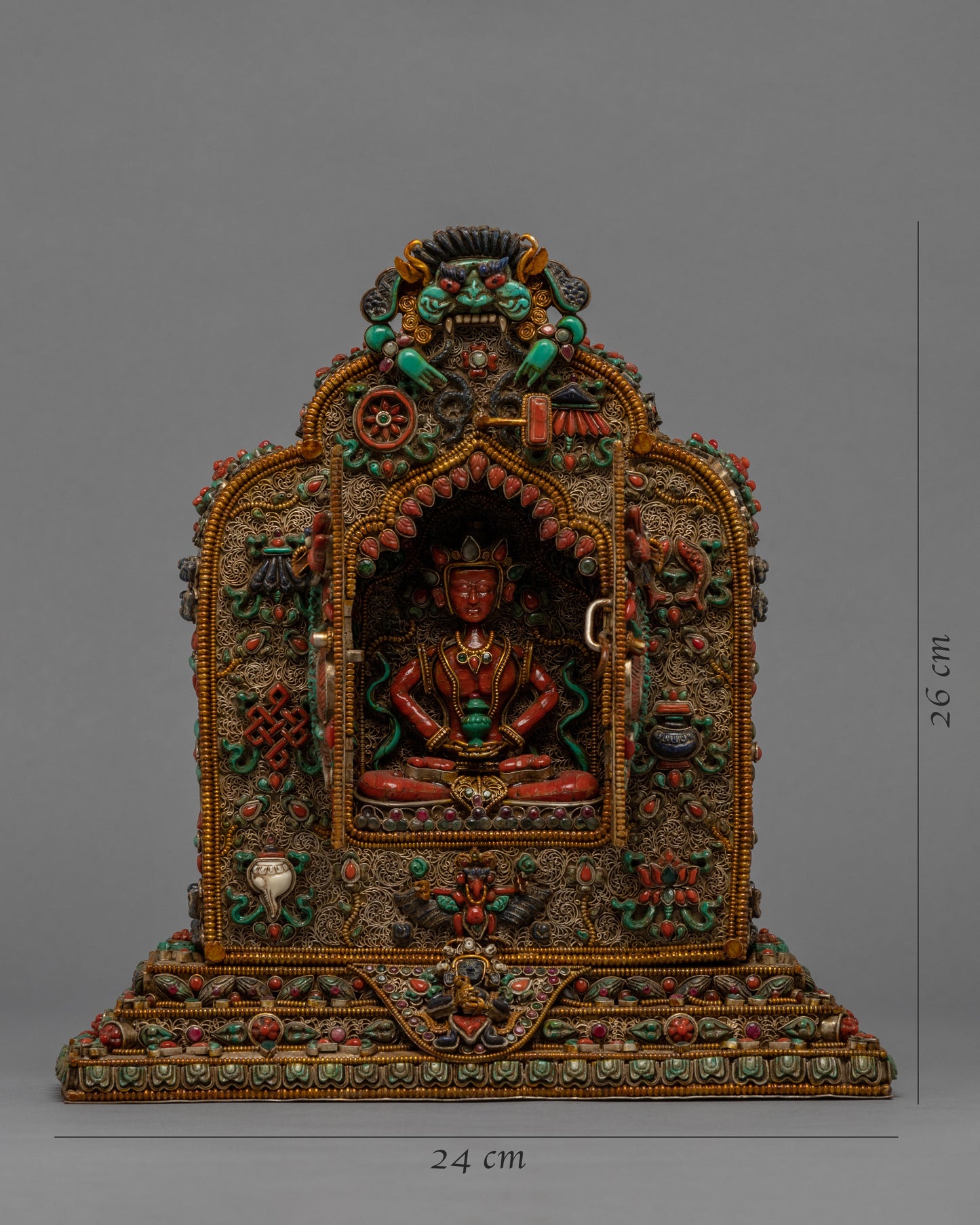 Statue Crafted Gahu Box | Gemstones Embedded