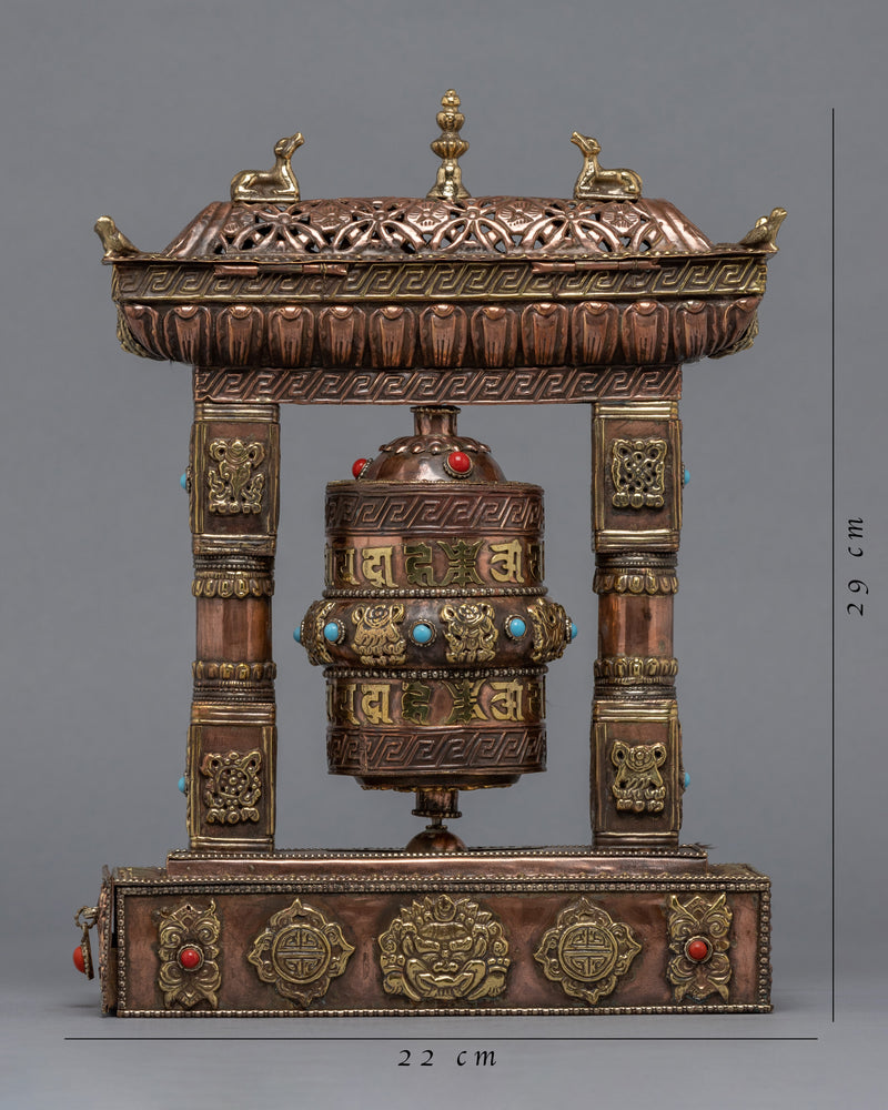 Zen Incense Burner with Prayer Wheel | Handmade Burner For Meditation