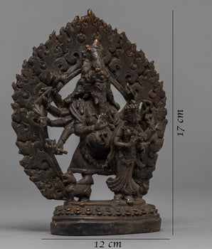 Antique Style Carved Ganesh Statue | Copper Body Sculpture
