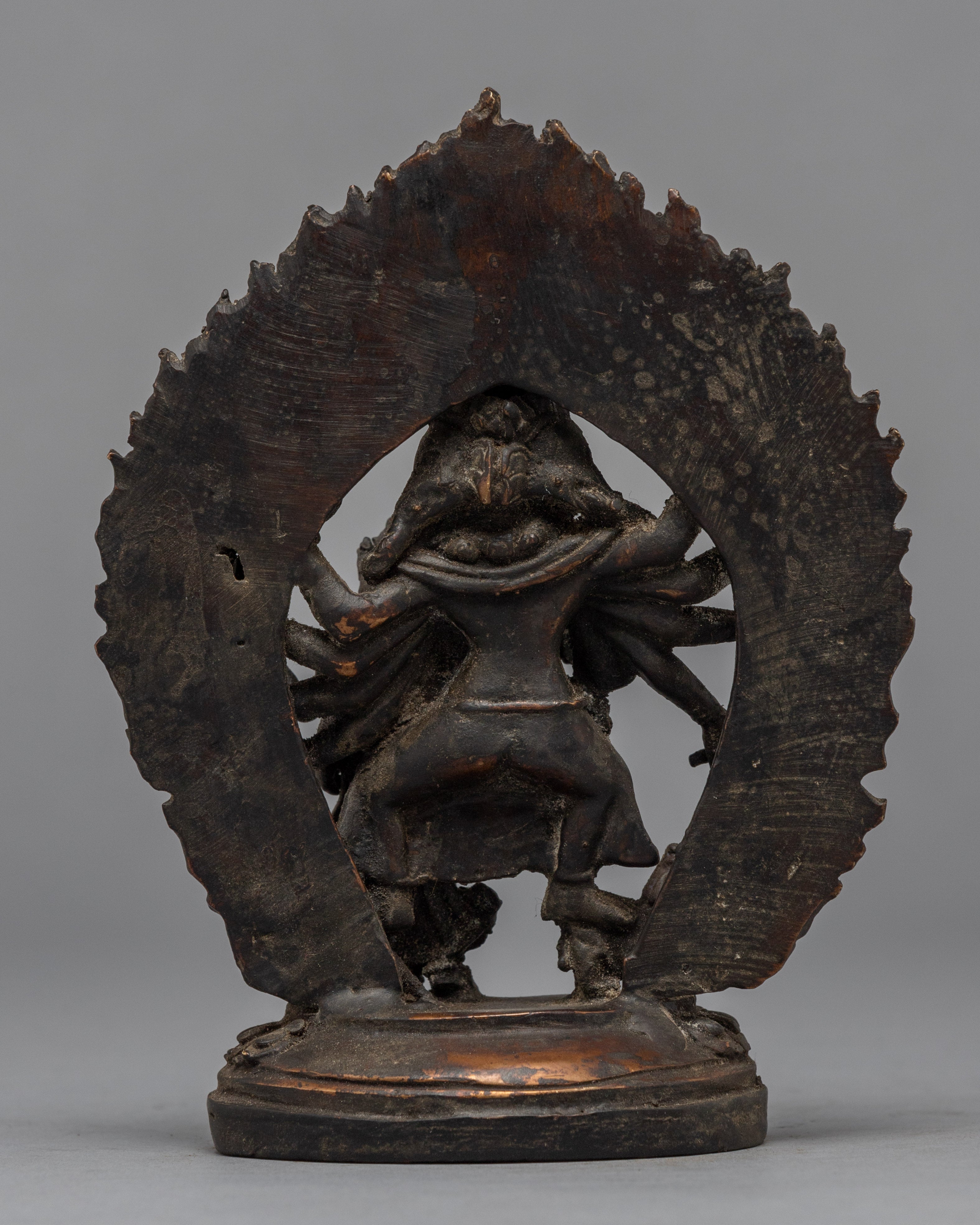 Antique Style Carved Ganesh Statue | Copper Body Sculpture