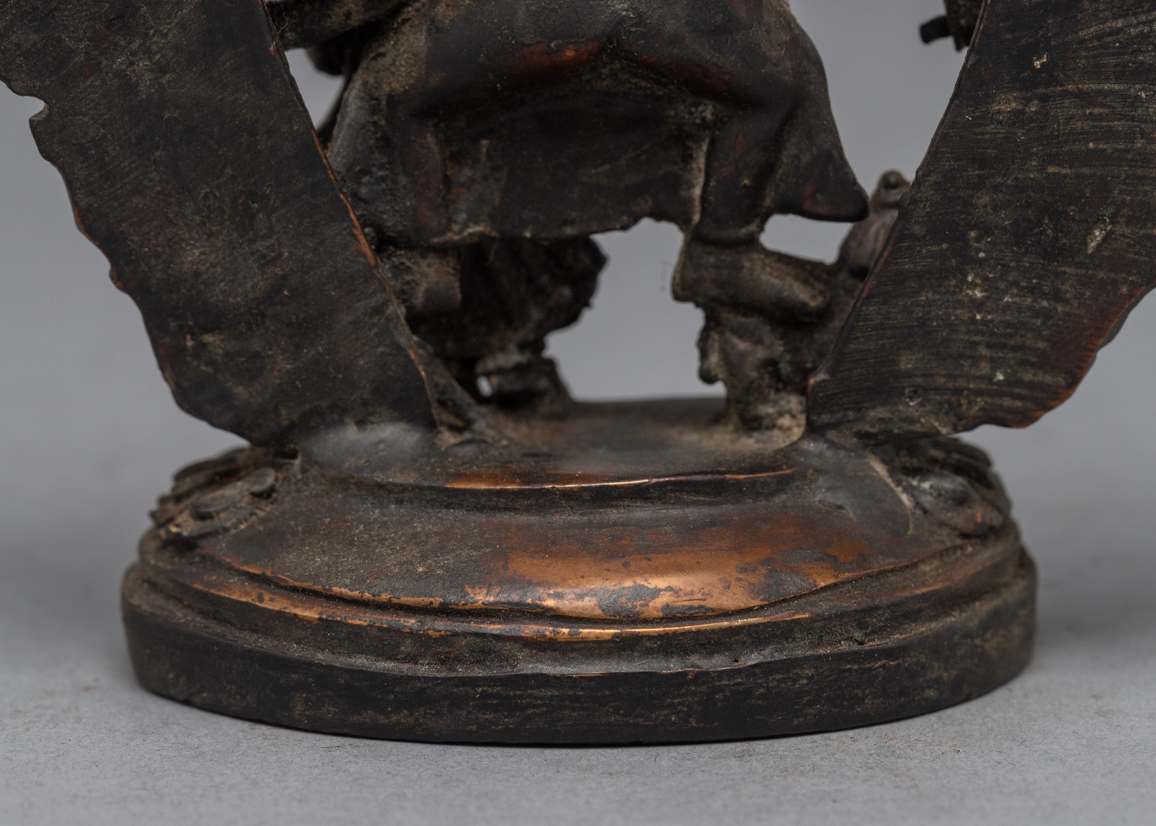 Antique Style Carved Ganesh Statue | Copper Body Sculpture
