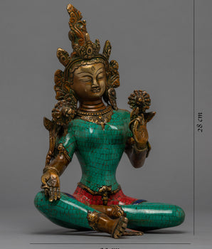 Green Tara Indoor Sculpture | Female Buddha Art