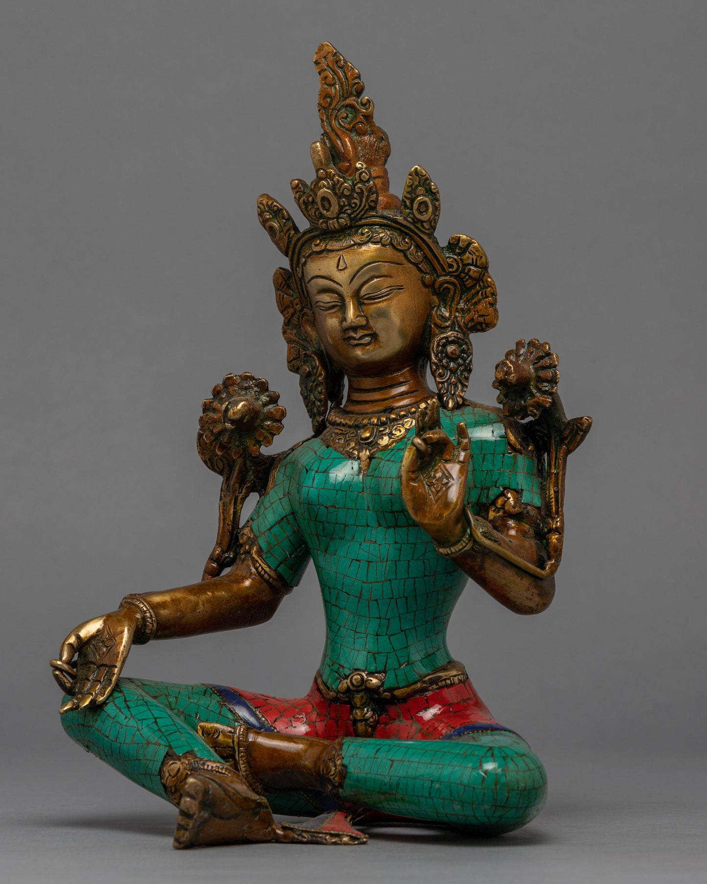 Green Tara Indoor Sculpture | Female Buddha Art