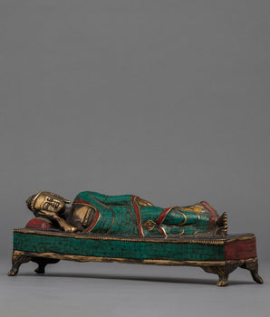 Sleeping Buddha Statue | Gemstones Embedded on Shakyamuni Buddha Sulpture
