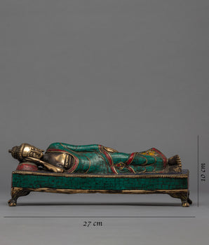 Sleeping Buddha Statue | Gemstones Embedded on Shakyamuni Buddha Sulpture
