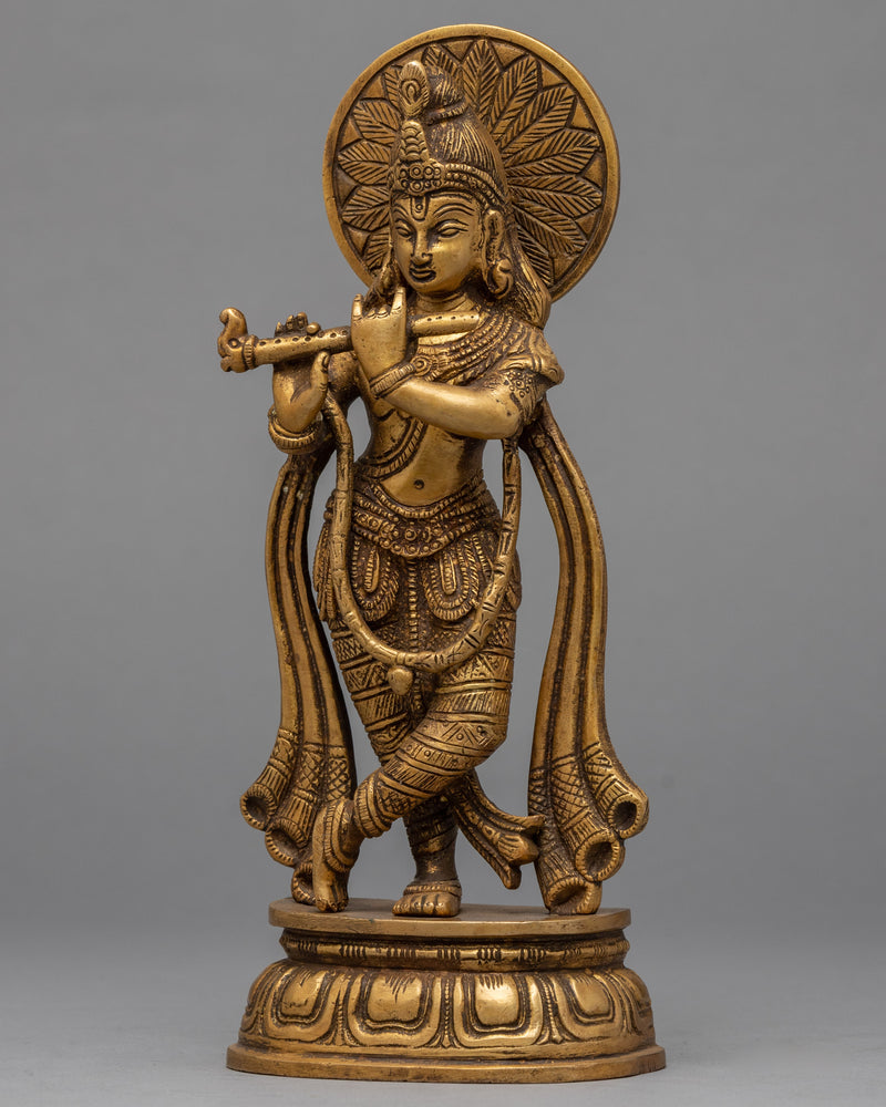 Hand-Crafted Lord Krishna Statue For Prayers | Lord Krishna Playing Flute Figurine