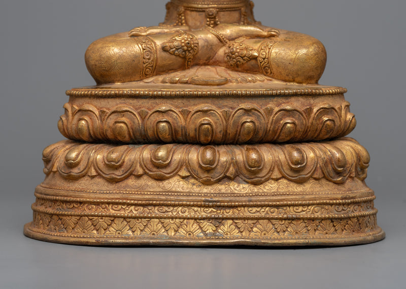 Gold Gilded Chenrezig Statue | Traditional Handcrafted Buddhist Art