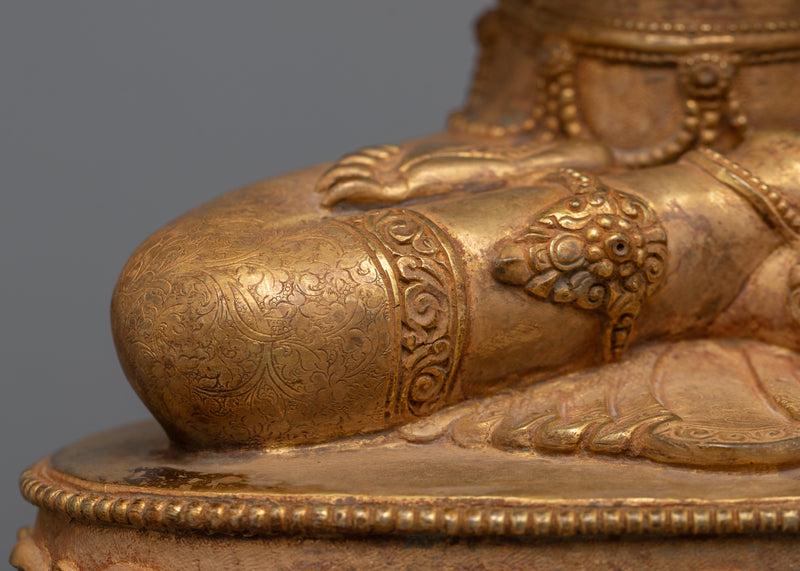 Gold Gilded Chenrezig Statue | Traditional Handcrafted Buddhist Art