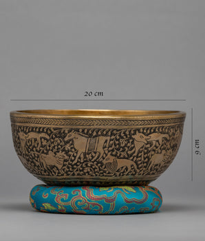 Carved Singing Bowl | Traditional Hand Hammered Bowl