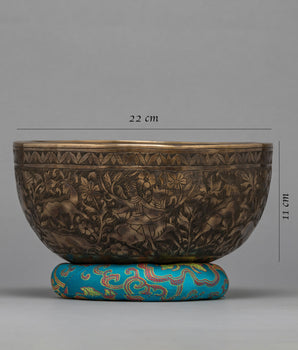 Antique Carving Singing Bowl | Himlayan Art Work | Sound Therapy