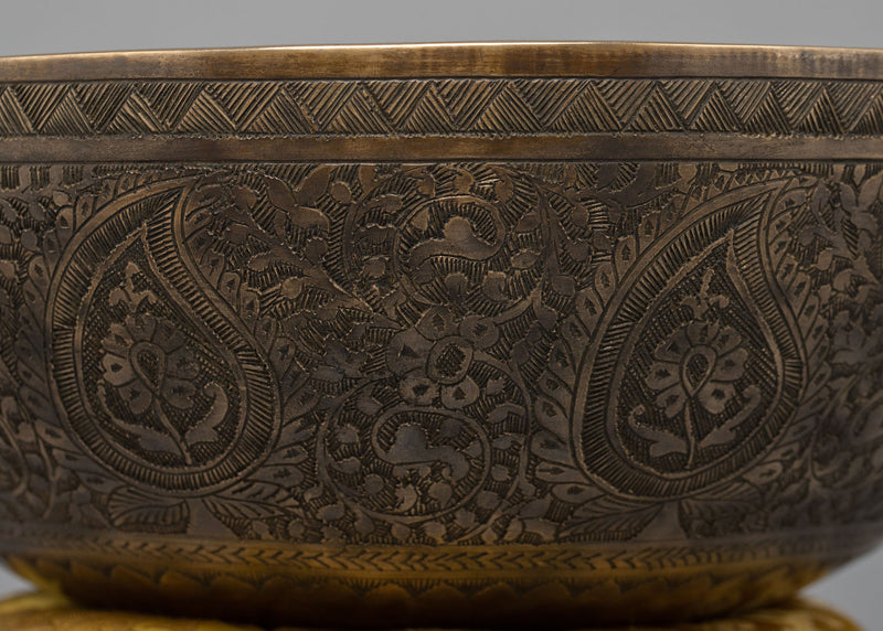 Buddhist Singing Bowl | Traditional Art | Antique Carved Bowl